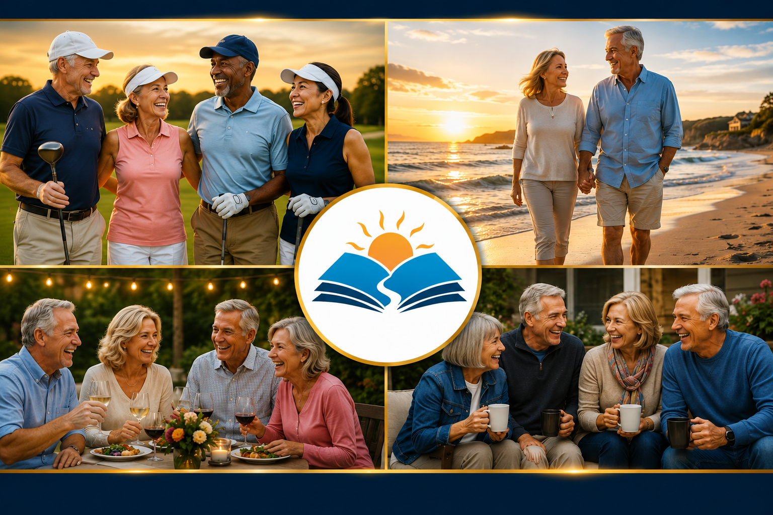 Retirement lifestyle showcase featuring golf, the ocean, friendships and active retirement